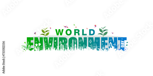 05 June, World Environment day concept 3d design. 3d World map with Environment day text and background illustration.