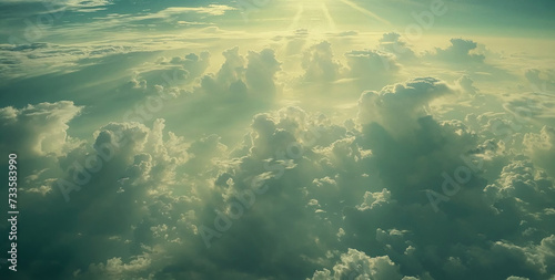 Heavenly Light Amidst Cumulus Clouds