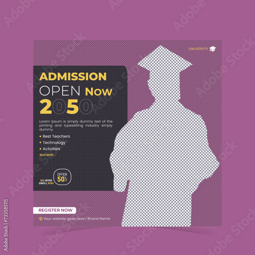 School admission social media post and Instagram post template