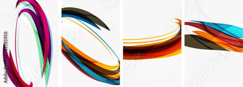Colorful wave lines poster set for wallpaper, business card, cover, poster, banner, brochure, header, website