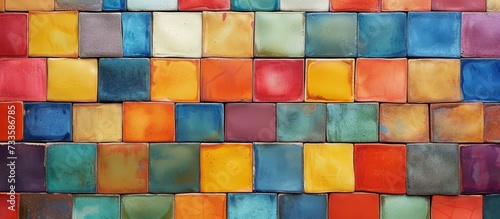Vibrant Ceramic Wall Creates a Colorful Background, Colorful Ceramic Wall as Background, Colorful Ceramic Wall Sets the Stage as a Colorful Background photo