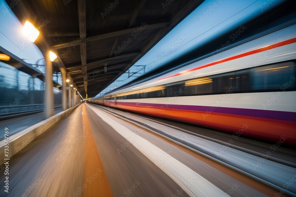 High speed passenger train in motion - long exposure