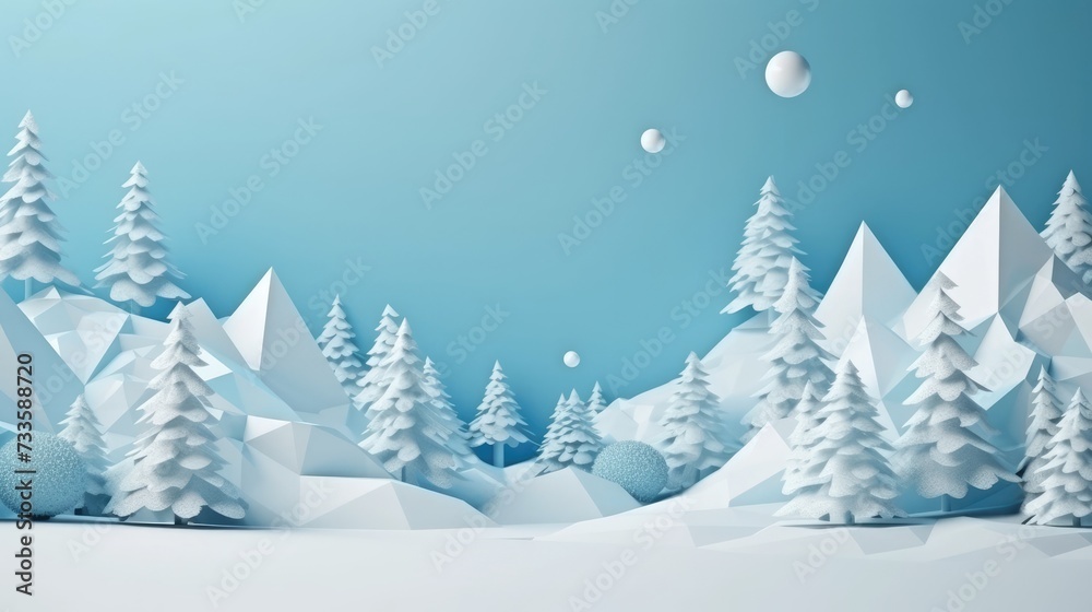 A winter landscape with trees and snow.