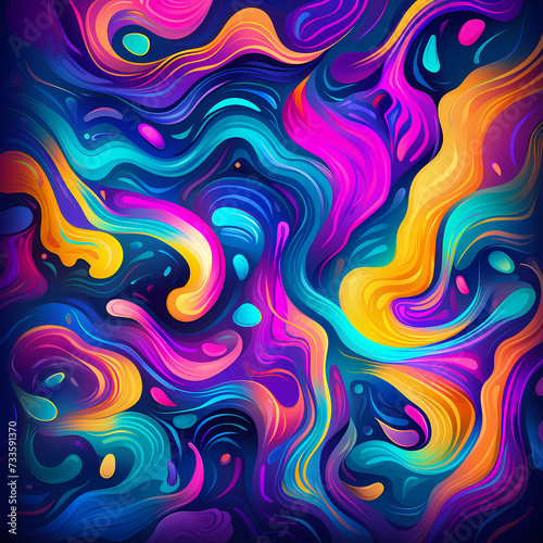 Abstract patterns in neon colors.
