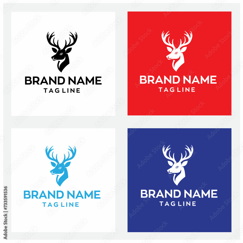 Deer logo design with editable vector file