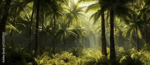 Serene Palm Trees Enhance the Enchanting Forest with Graceful Palm Trees in Palm Tree Forest