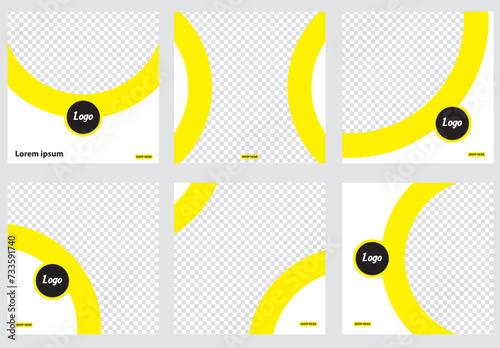 posts on social media vector illustration. Yellow and white background. Suitable for social media post web banner. square template. 