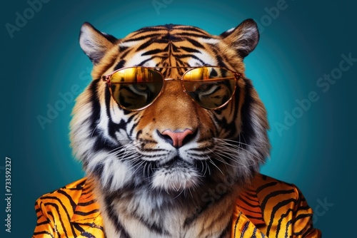 Portrait of a handsome fashionable tiger.