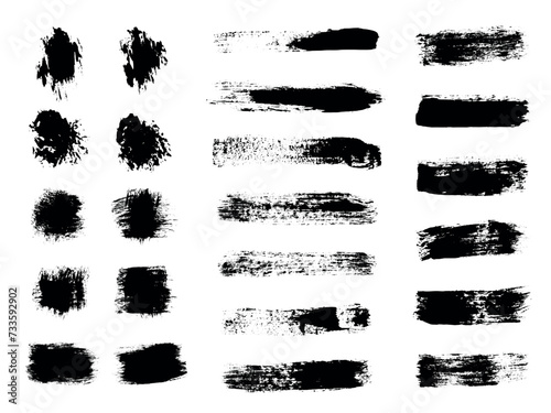 Vector paint brush spot set Hand painted background Ink scribble dab clipart