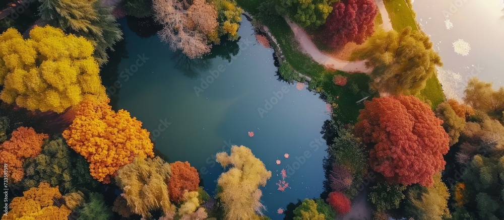 Sly Drone Captures Breathtaking View of Park and Lake