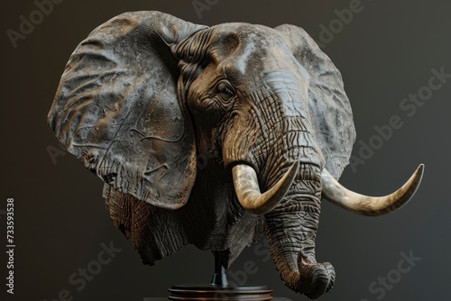 elephant profile portrait on black background - generative ai