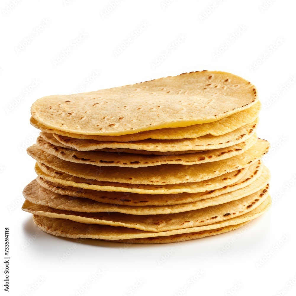 Stock of delicious corn tortillas isolated on white Background, delicious corn tortillas, Ai generated Stock of delicious corn tortillas isolated on white Background, delicious corn tortillas, Ai generated