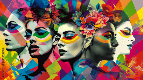Collage celebrating the togetherness and vibrancy of the LGBT community. photo