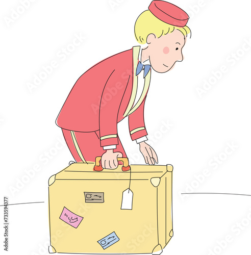 Bellboy helping us to carry our luggage in hotels.