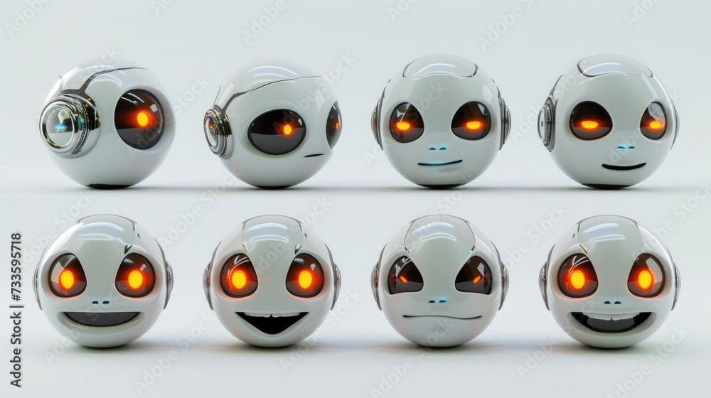 robot head with different expressions robot head with different expressions