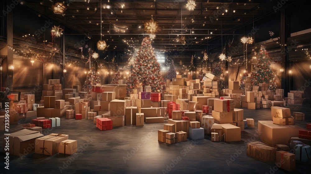 Obraz premium gifts holiday shipping boxes