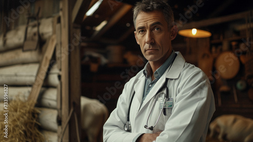 veterinarian visiting a farm in a rural area to provide healthcare services for livestock, highlighting the importance of veterinary care in agricultural communities.