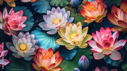 colorful lotus flower pattern