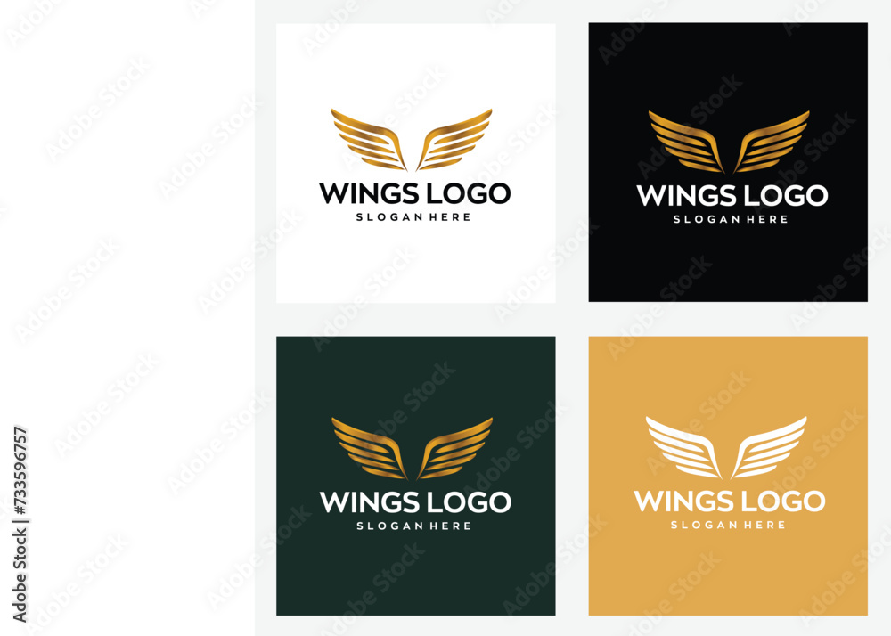 wings logo design with editable vector file