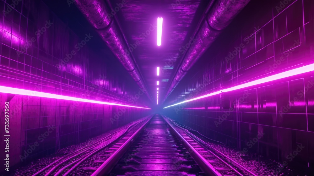 Neon Lights in Purple Underground Passage Neon Lights in Purple Underground Passage