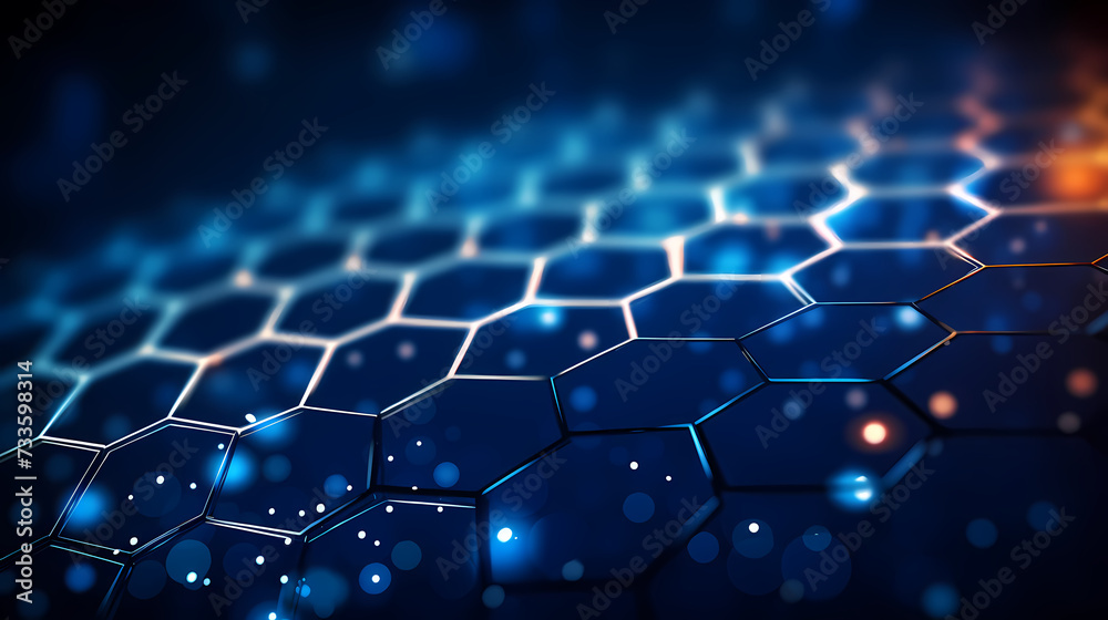Digital technology hexagon cyber security concept, blue technology background Digital technology hexagon cyber security concept, blue technology background