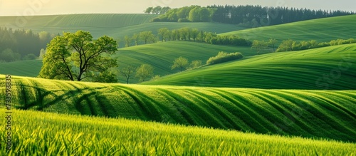 Stunning View of Vibrant Green PE Field in Spring