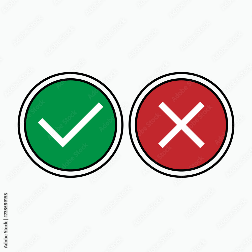 Check Mark, Cross Mark Icon. Yes, No. Choice Illustration. Applied as Trendy Symbol for Design Elements, Websites, Presentation and Application - Vector. Check Mark, Cross Mark Icon. Yes, No. Choice Illustration. Applied as Trendy Symbol for Design Elements, Websites, Presentation and Application - Vector.