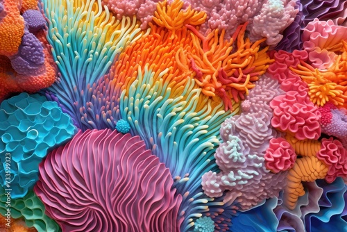 Colorful Array of Abstract Textured Patterns Resembling Coral Reef Underwater Life © KirKam