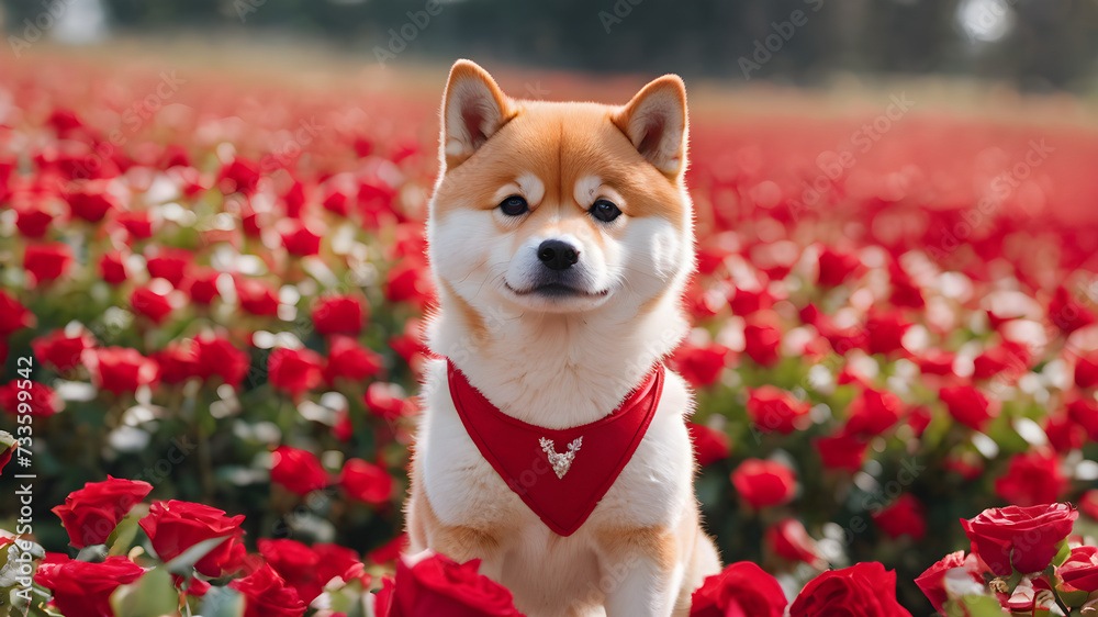 dog with flowers dog with flowers
