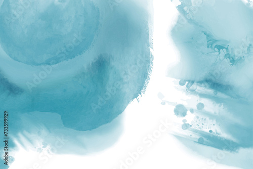 Abstract horizontal blue watercolor background. Vector element.