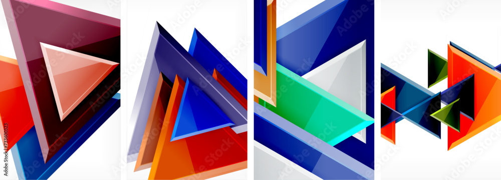 Glossy triangles geometric poster set for wallpaper, business card, cover, poster, banner, brochure, header, website Glossy triangles geometric poster set for wallpaper, business card, cover, poster, banner, brochure, header, website