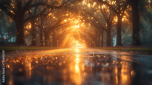 Tree-lined road - path - sunset - stylish and mysterious - sunset 