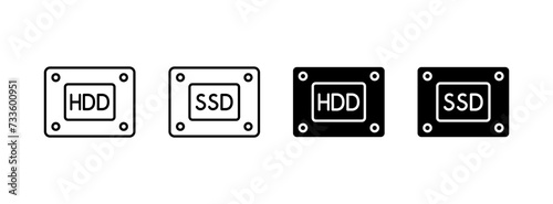Ssd hdd icon vector set. Hard disk ssd symbol