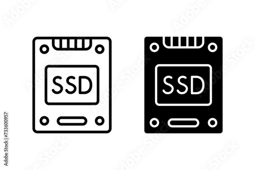 Ssd icon vector set. Ssd storage backup symbol
