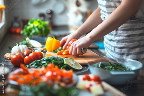 Cutting Fresh Vegetables for Healthy Cuisine