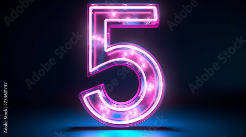 3d neon light number 