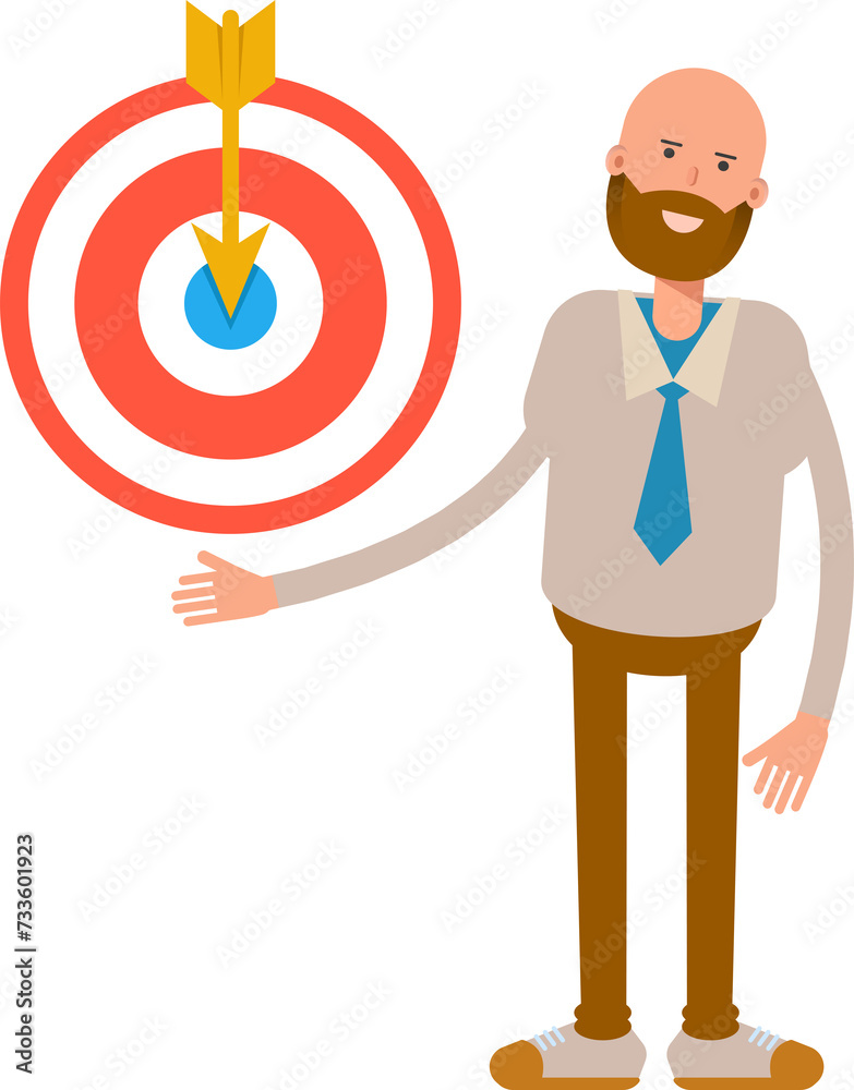 Bald Businessman Character Holding Dart
Bald Businessman Character Holding Dart
