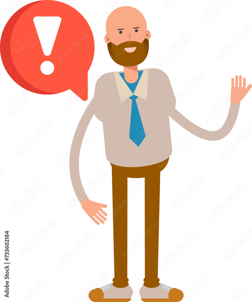 Bald Businessman Character and Error Sign
Bald Businessman Character and Error Sign
