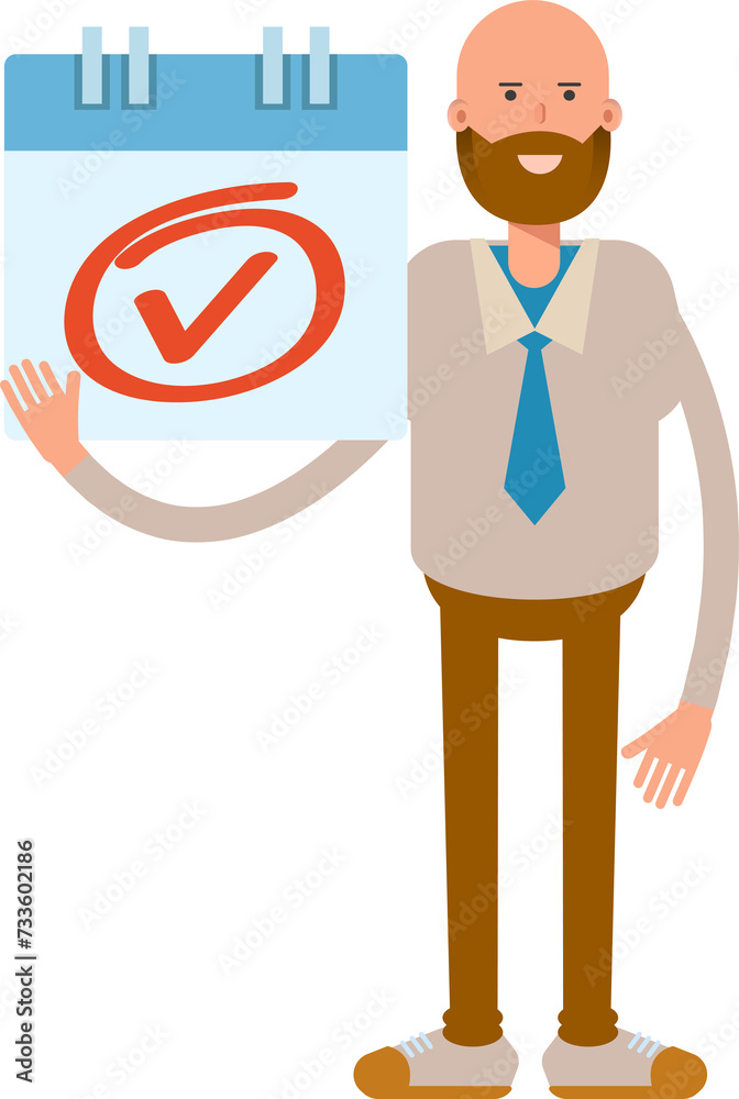 Bald Businessman Character and Check Mark Sign
Bald Businessman Character and Check Mark Sign