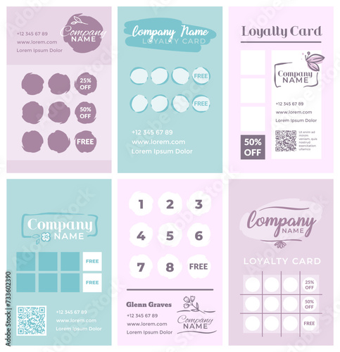 Loyalty card design set for beauty procedures