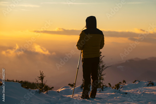 Hiker in a wintry mountain landscape © erika8213