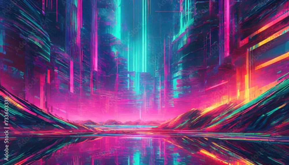 abstract background with lights, vhs neon distorted cyberpunk glitch wallpaper background