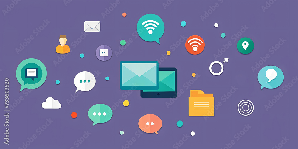 Background with Social Network and Technology Icon Concept Background with Social Network and Technology Icon Concept