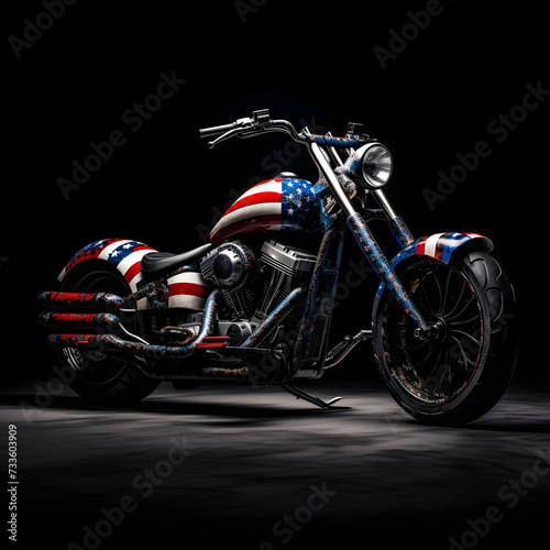 American flag motorcycle  © PixelHD
