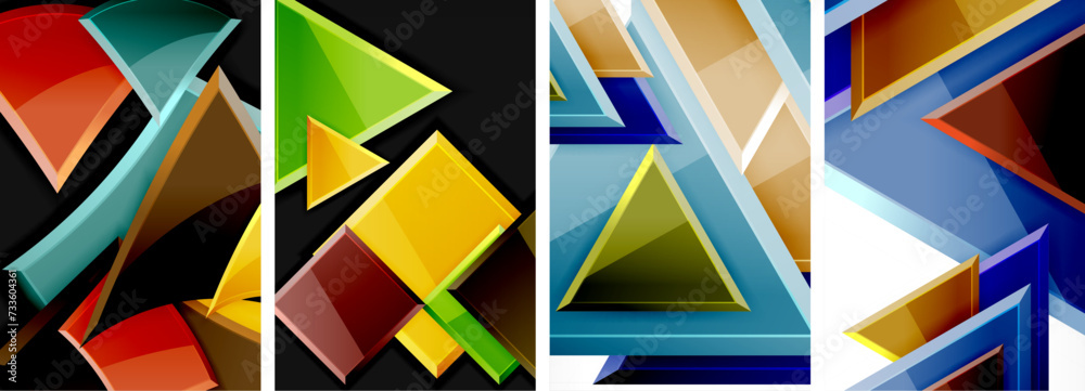 Triangle composition poster background set for wallpaper, business card, cover, poster, banner, brochure, header, website
