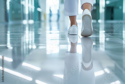 close up of a doctor shoes walking in hospital corridor © The Stock Photo Girl