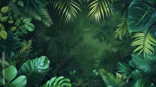 Green Leaves on Soft Background, Fresh green leaves arranged artistically on a muted green background.