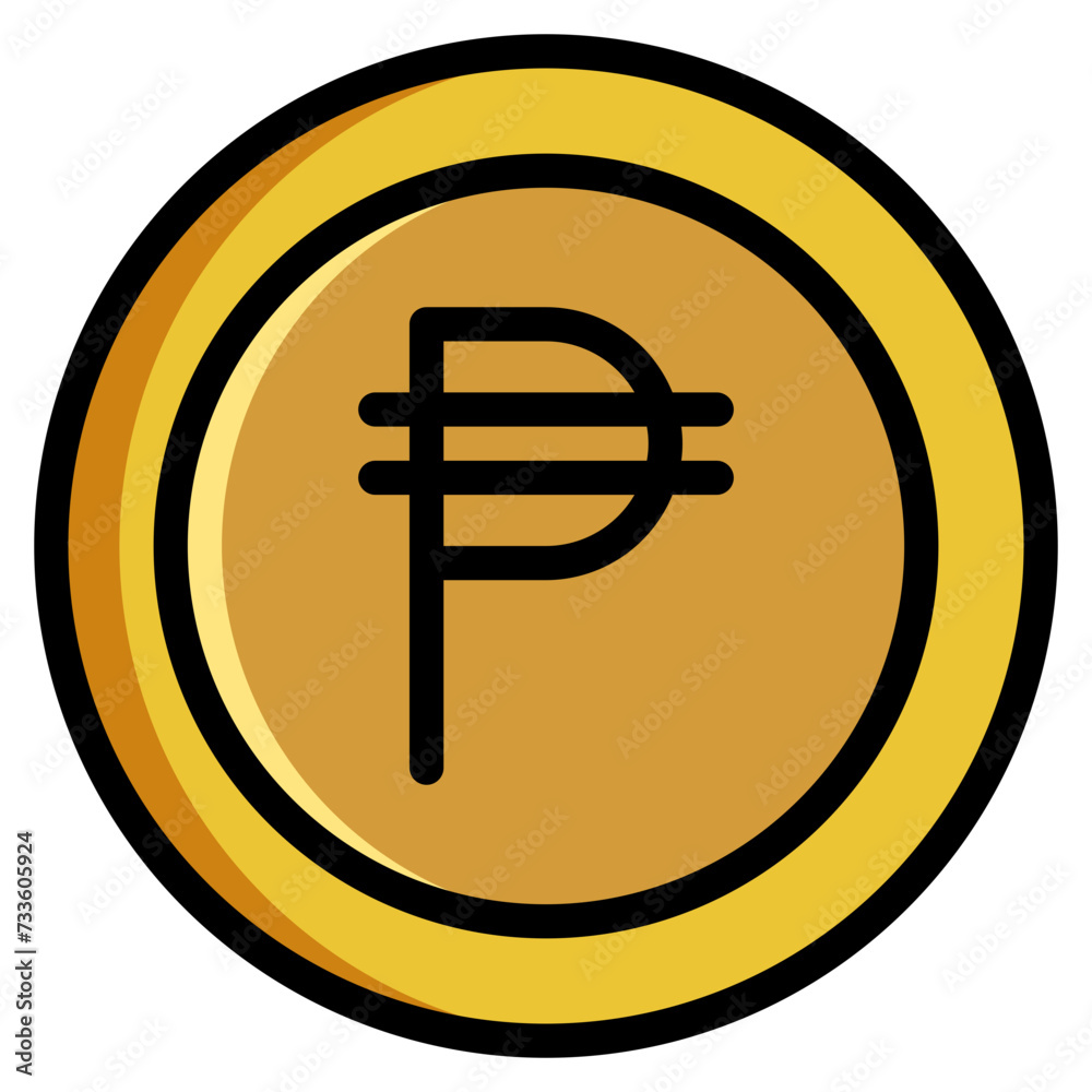 Obraz premium Peso, Coin, Money, Filled Outline Icon
