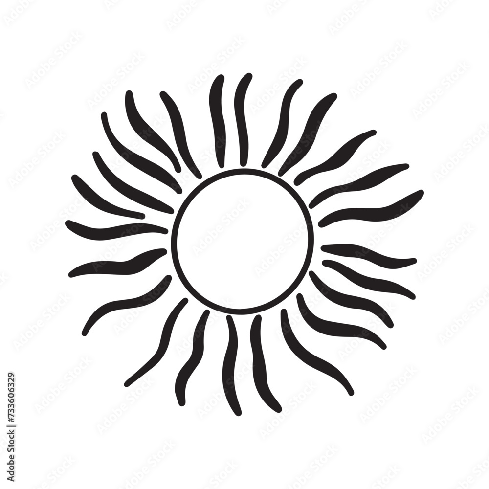 Outline Sun in doodle style isolated on white background. Hand drawn vector art Outline Sun in doodle style isolated on white background. Hand drawn vector art