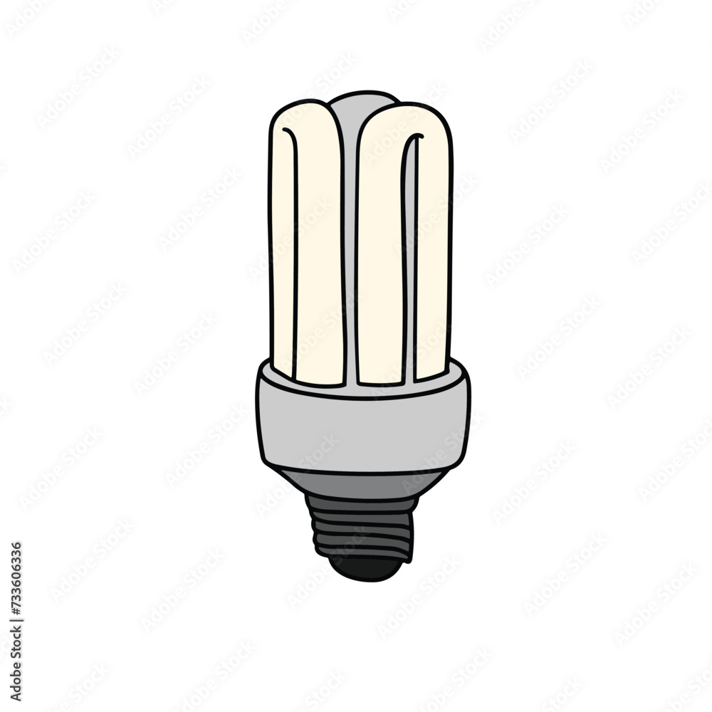 Outline fluorescent bulb in doodle style isolated on white background. Hand drawn vector art Outline fluorescent bulb in doodle style isolated on white background. Hand drawn vector art